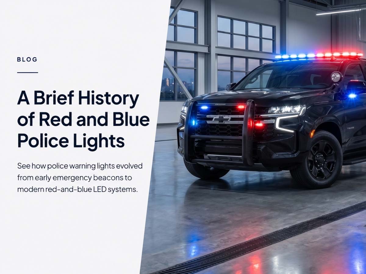 Evolution of police warning lights from rotating beacons to modern red and blue LED light bars