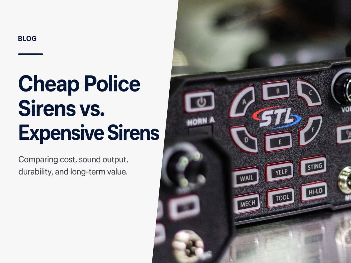 Comparison of basic and premium police sirens with speakers and control systems