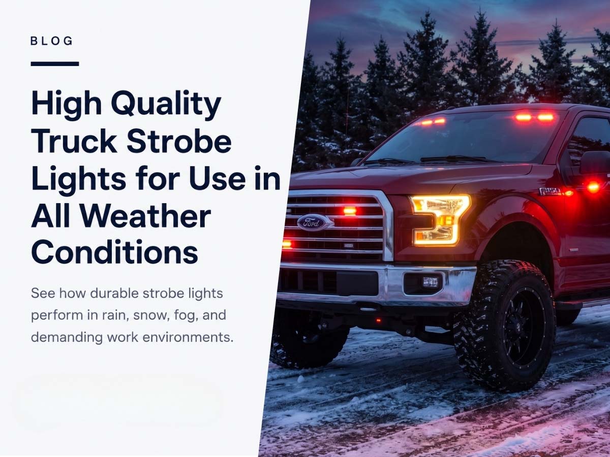 Truck strobe lights performing in rain and rough weather for dependable vehicle visibility