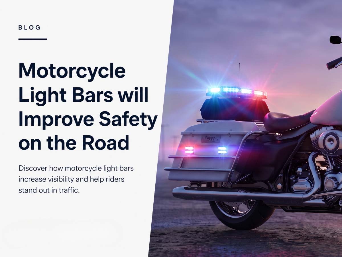 Motorcycle with LED light bar and warning lights for improved road safety and visibility