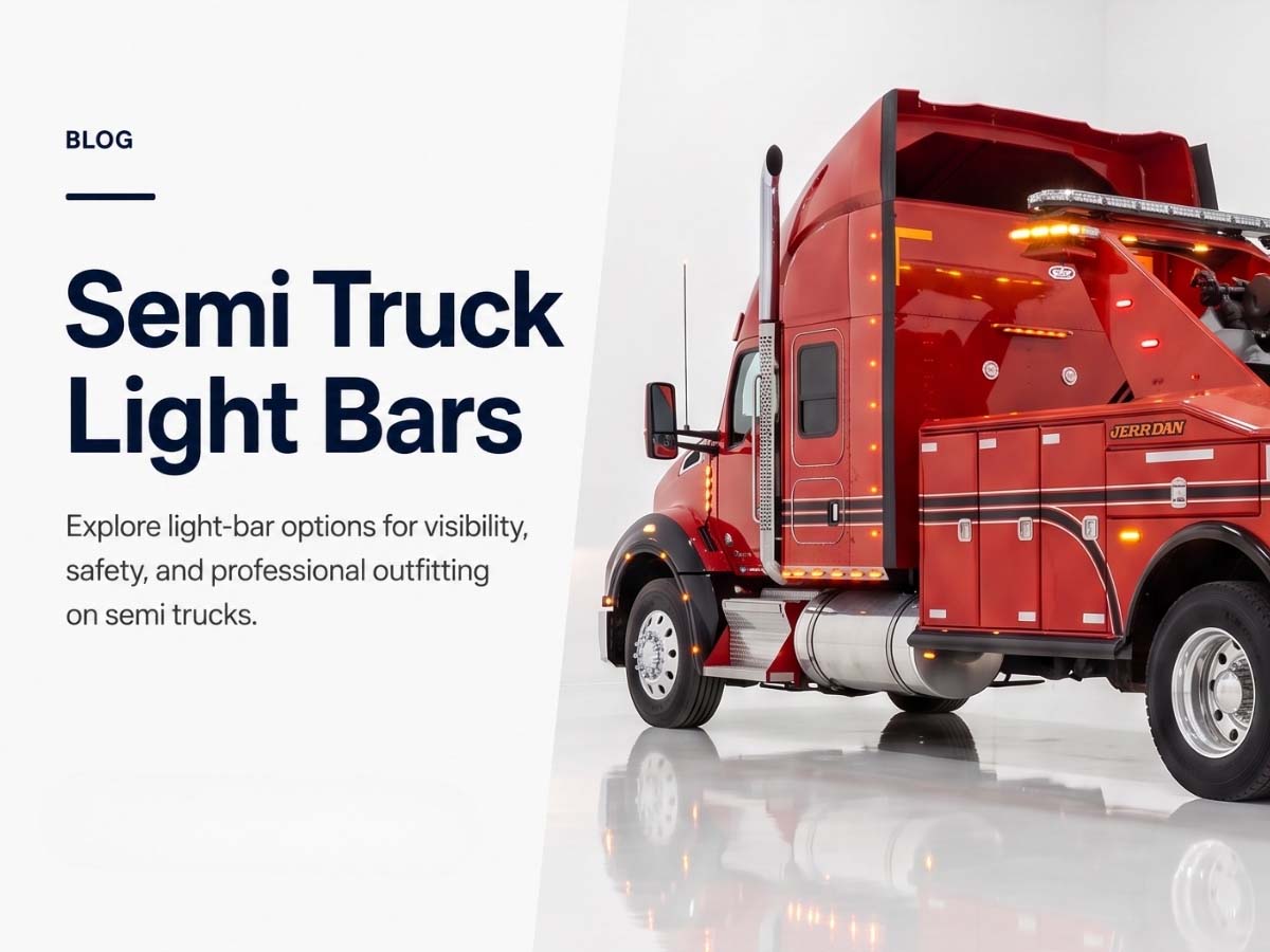 Semi truck with LED light bars for improved visibility, safety, and professional vehicle outfitting