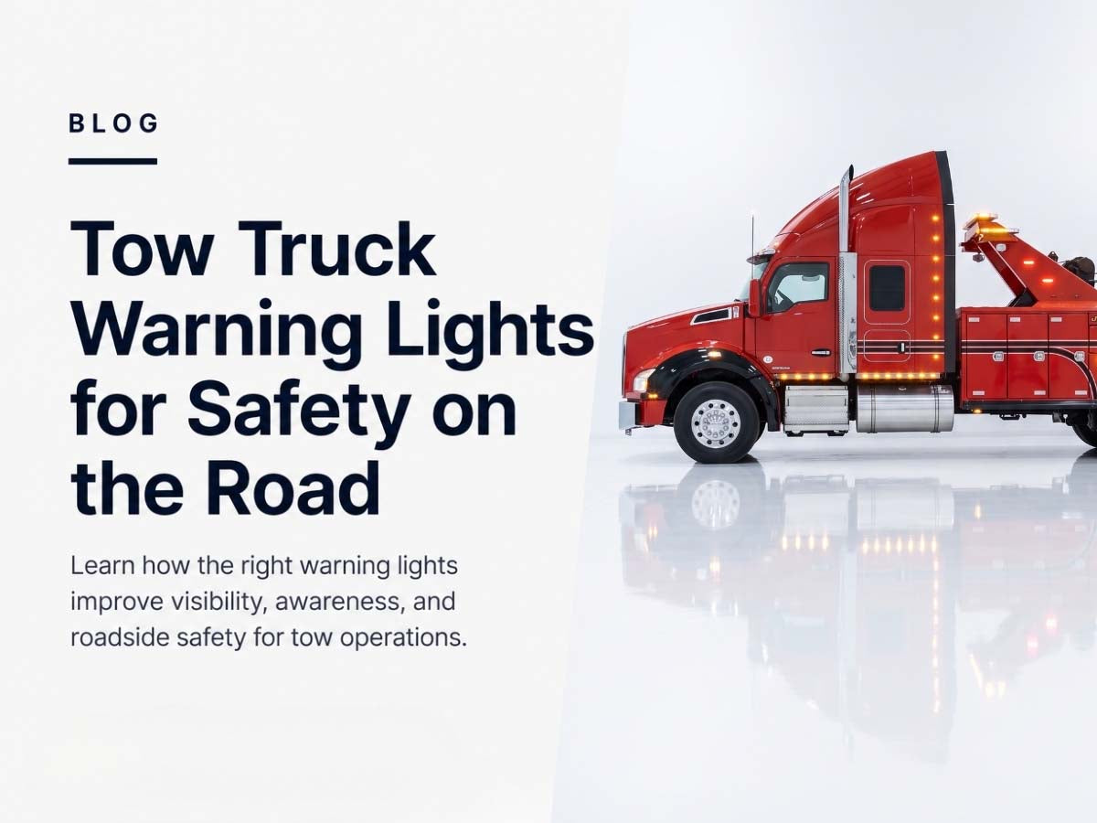 Tow truck with amber warning lights providing roadside visibility and safety support