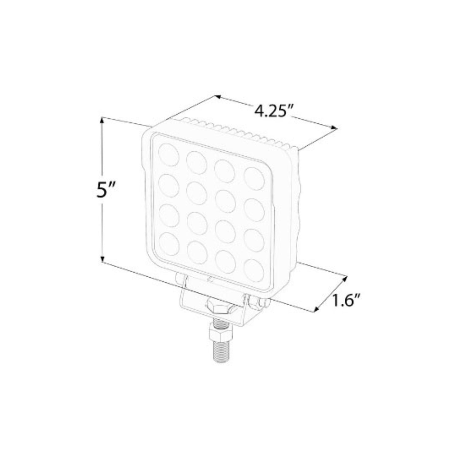 Quad Carbine-16 5 Inch Square Off Road LED Floodlight Dimensions