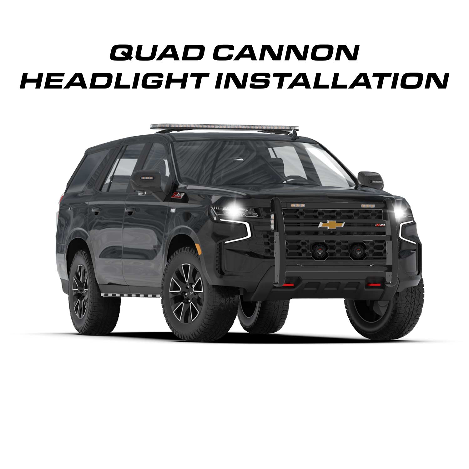 Feniex Quad Cannon LED Hide-Away Strobe Lights Front Install