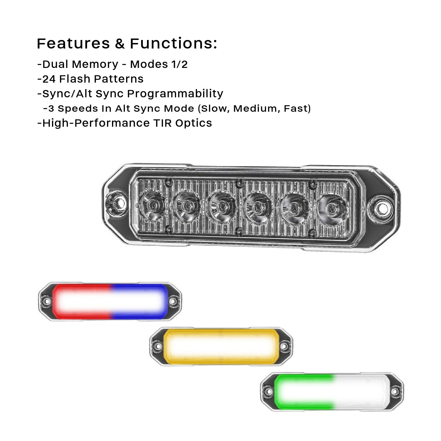 Z-6 TIR LED Surface Mount Warning Light Head Back Angle