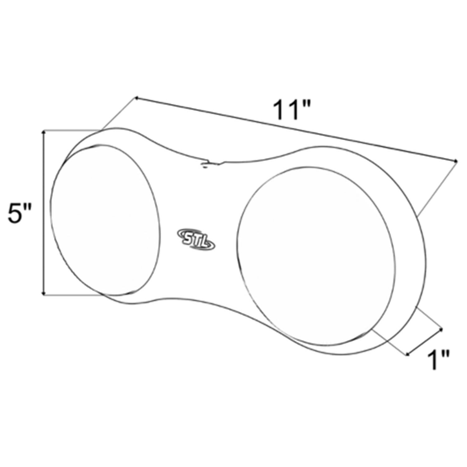 Arc Flip Down Visor TIR LED Warning Light Dimensions