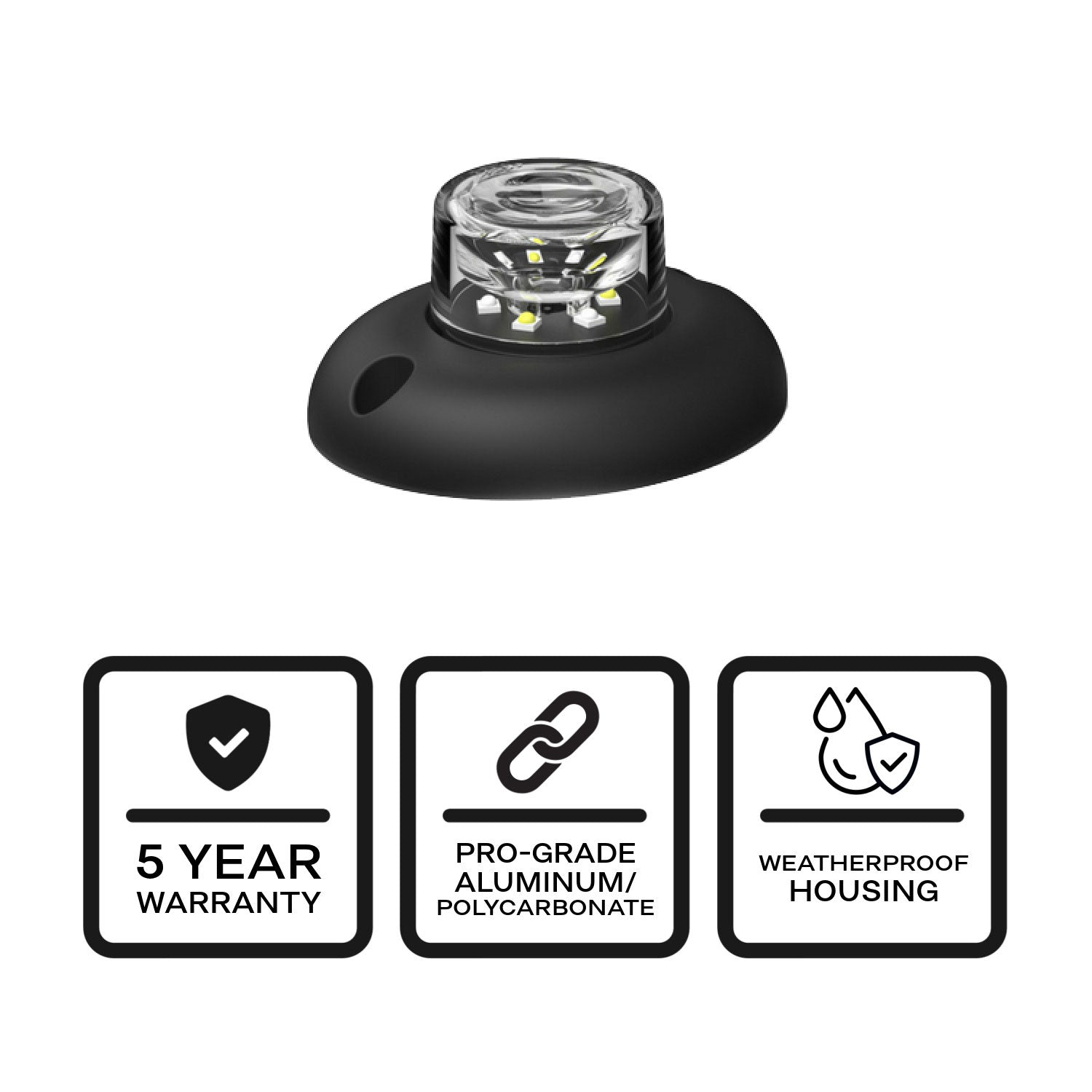 Flare 6 LED 360 Hideaway Surface Mount Light Black Flange