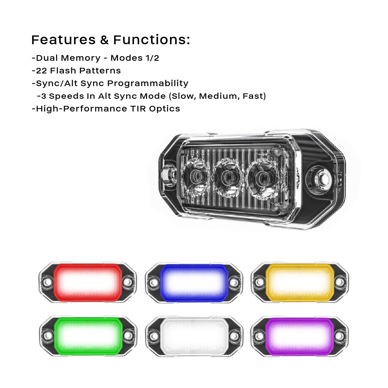 Z-3 TIR LED Surface Mount Warning Light Head Back Angle