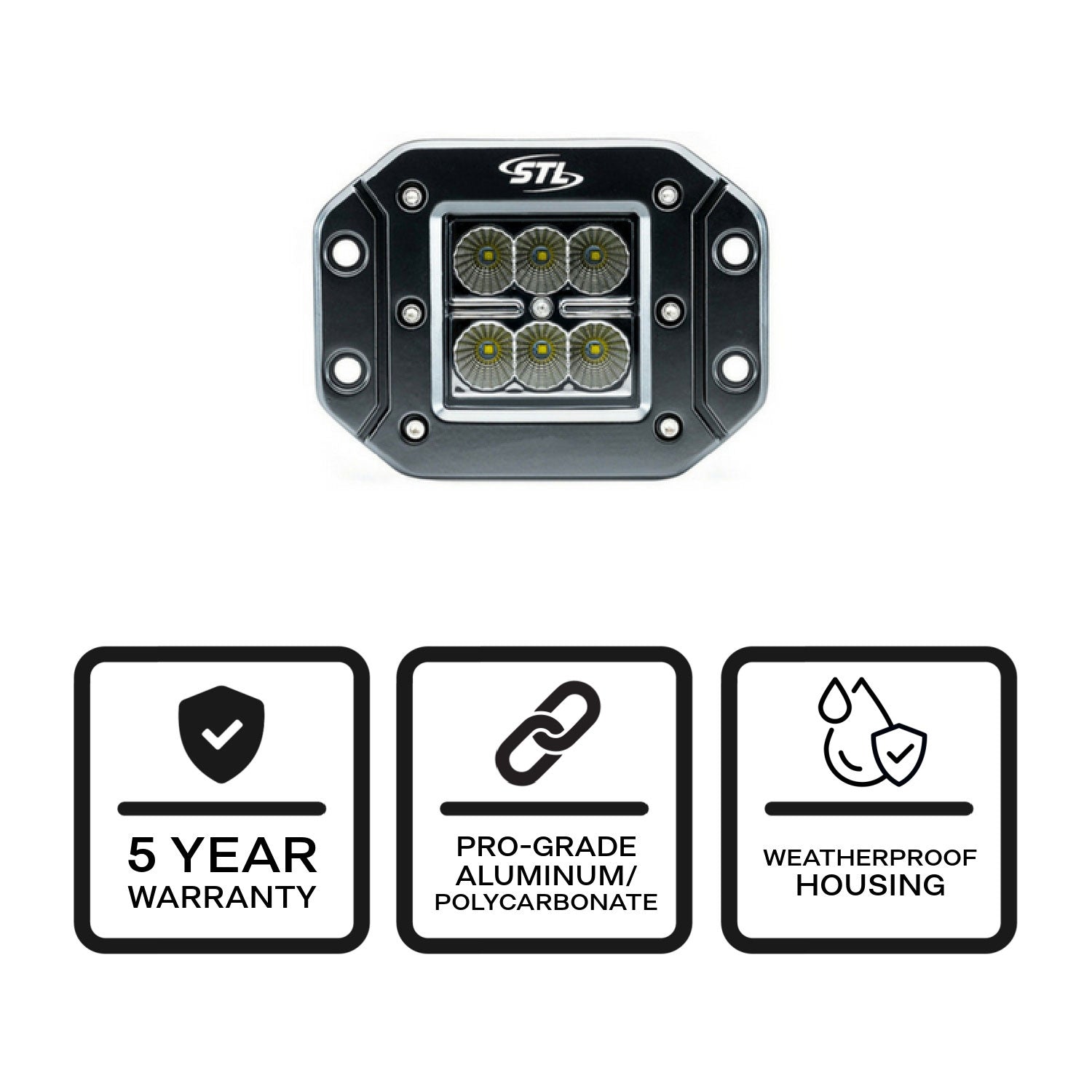 Cube Carbine Flush Mount Cube 5 Inch Off Road LED Spotlight Side View