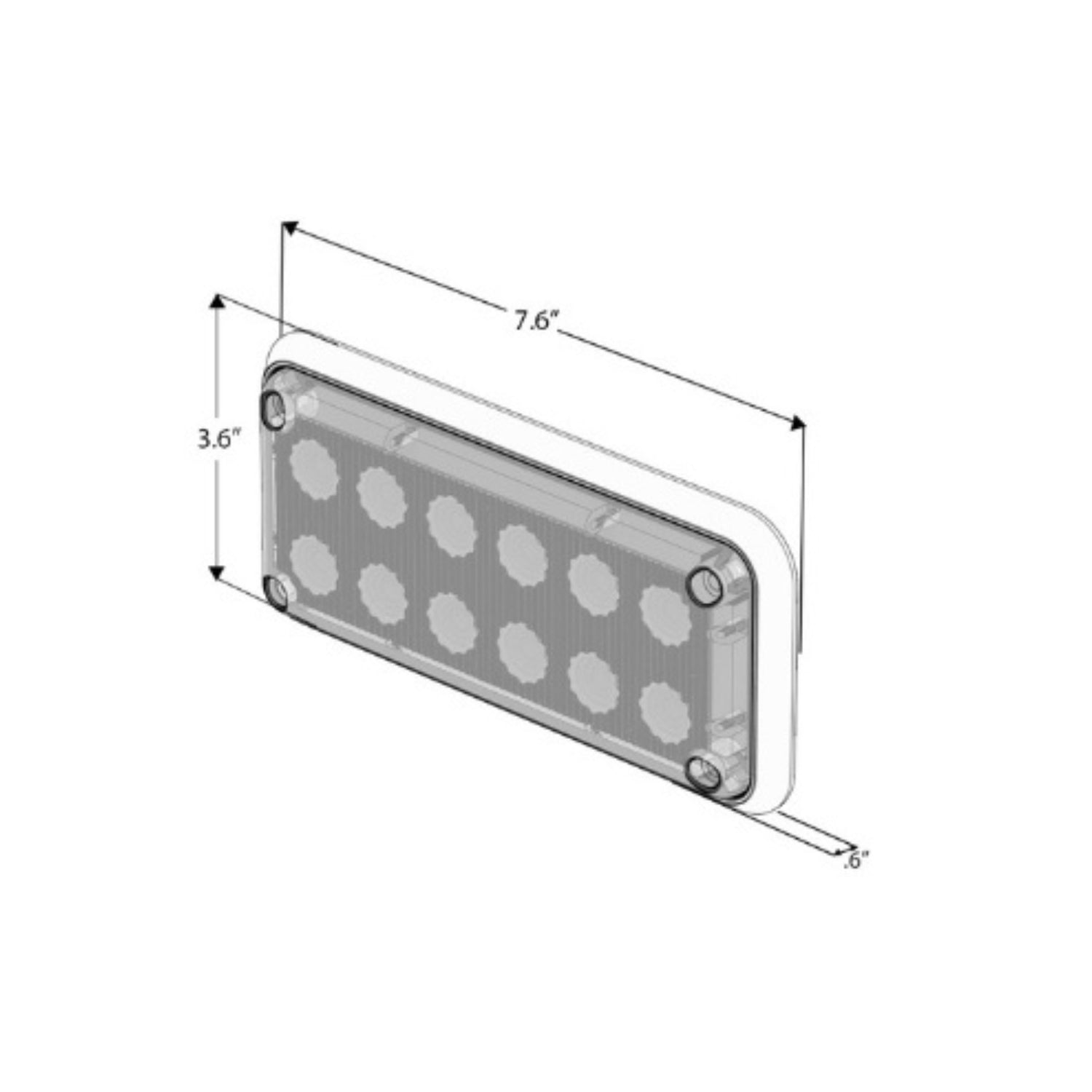 Alpha 7x3 LED Surface Mount Dimensions