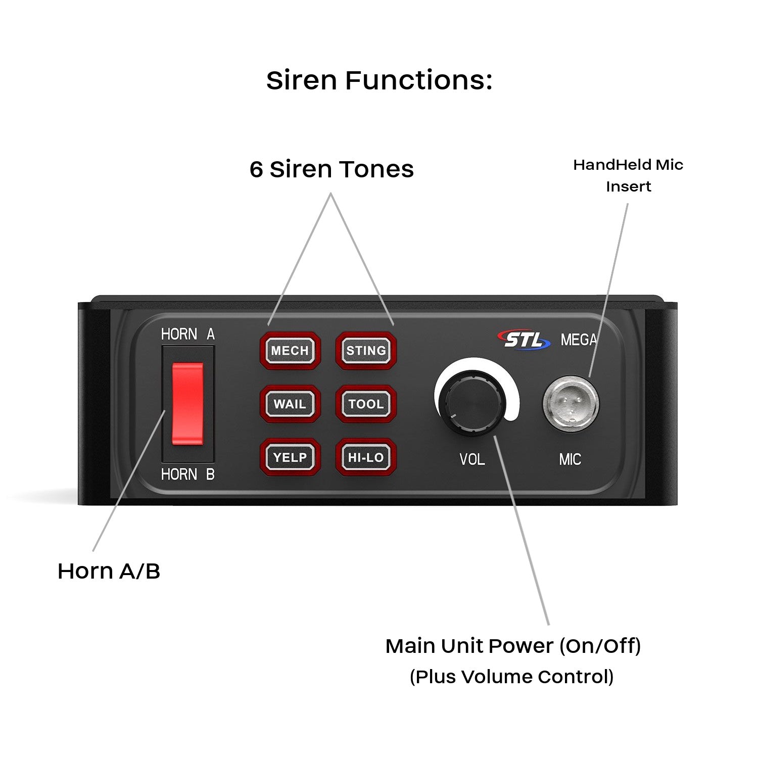 Mega 100-watt Police Vehicle Siren Angle