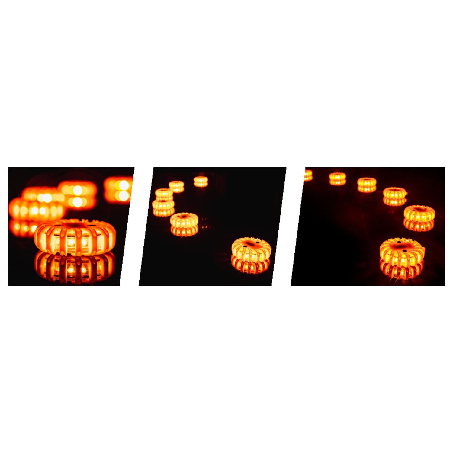6 Pack 16 LED Rechargeable Red Disc Roadside Flare App Photo