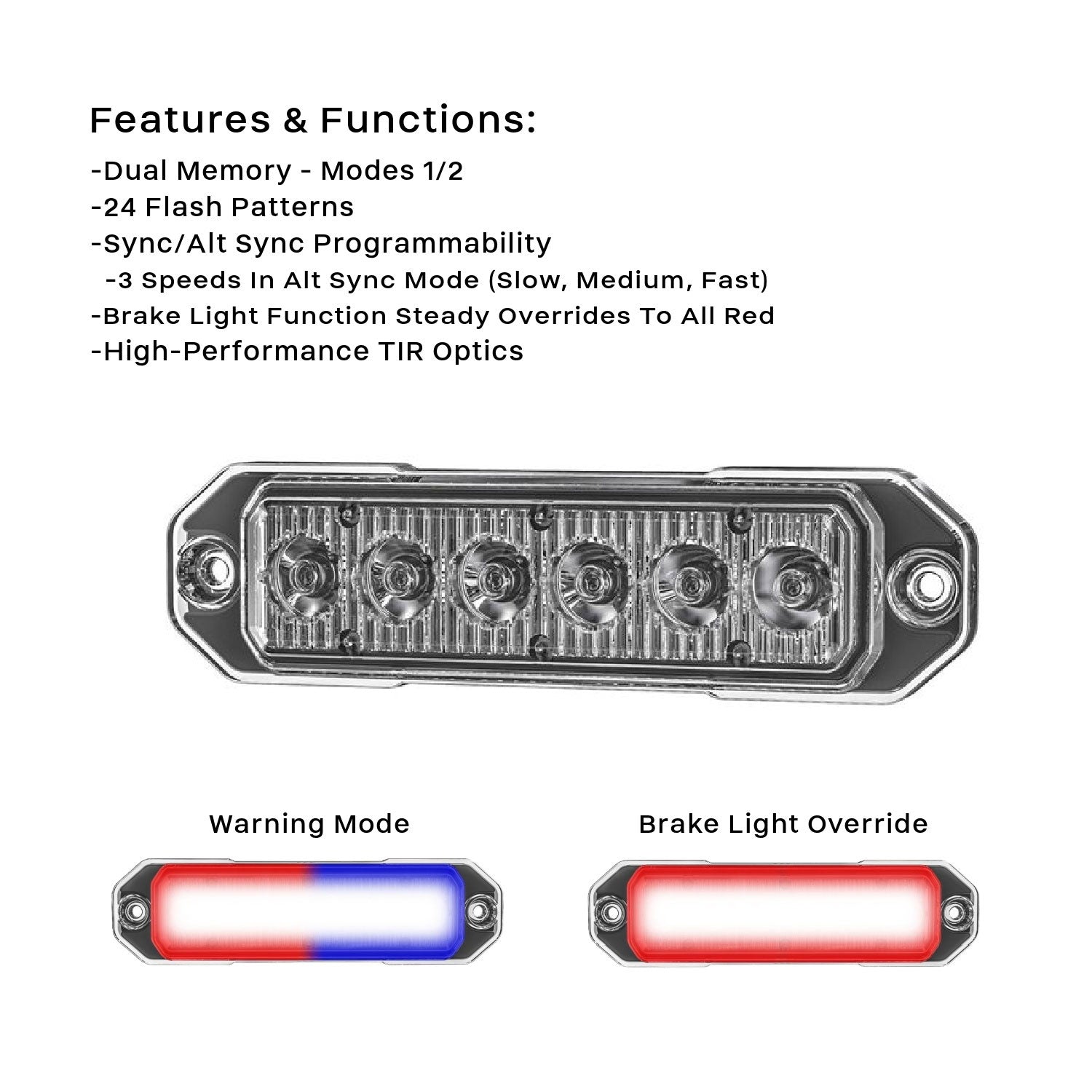 Brake Light Z-6 TIR LED Surface Mount Warning Light Head Back Angle