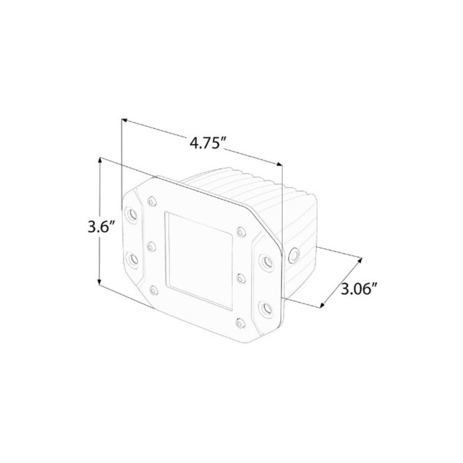Cube Carbine Flush Mount Cube 5 Inch Off Road LED Spotlight Dimensions