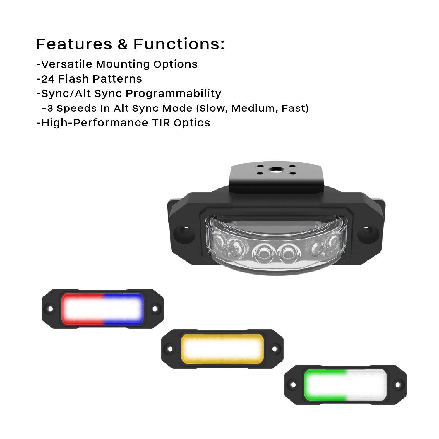 ZX-180 TIR LED Surface Mount Under Mirror Warning Light Flange