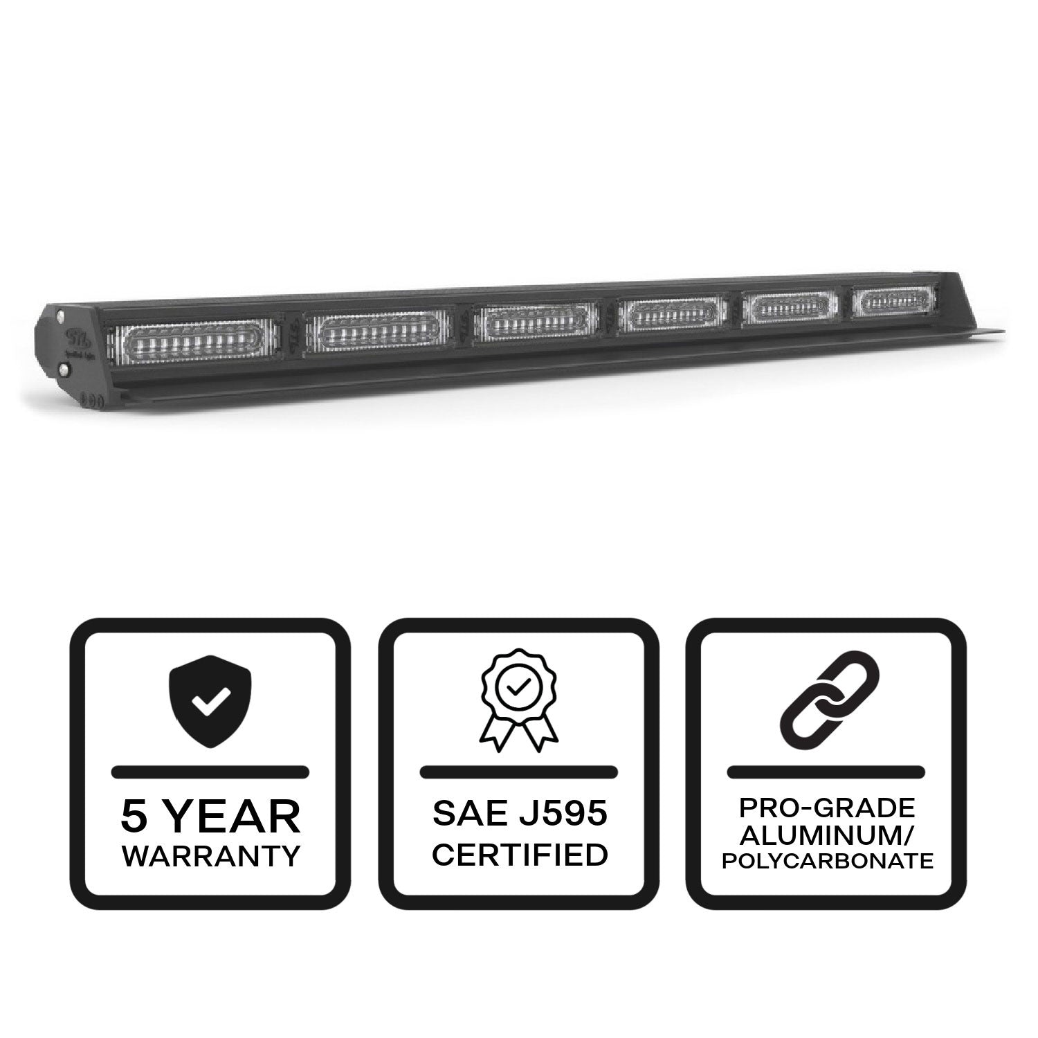 MultiColor Virtue-6 Linear 6 Head LED Traffic Advisor Light Bar Back