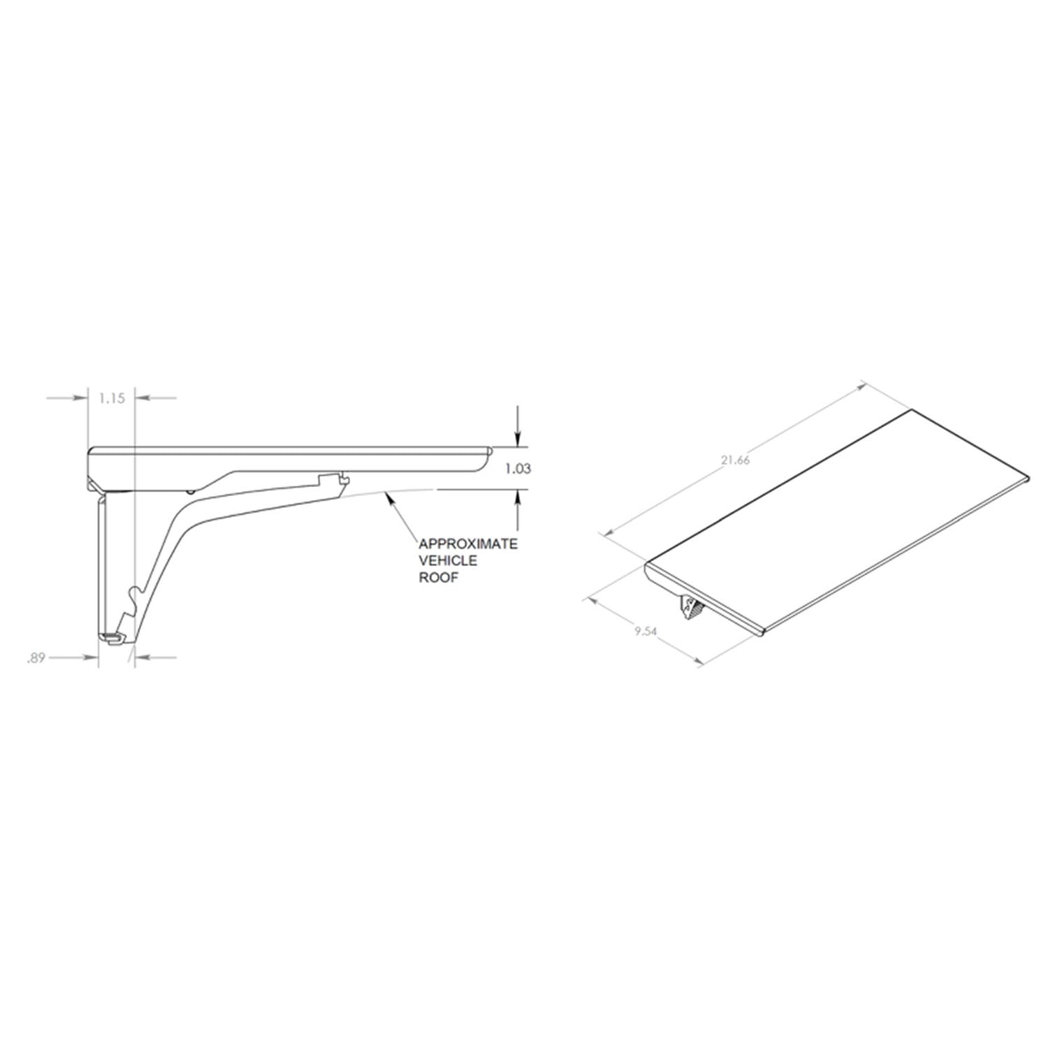 Acari Drill-Free Roof Mount Bracket Dimensions
