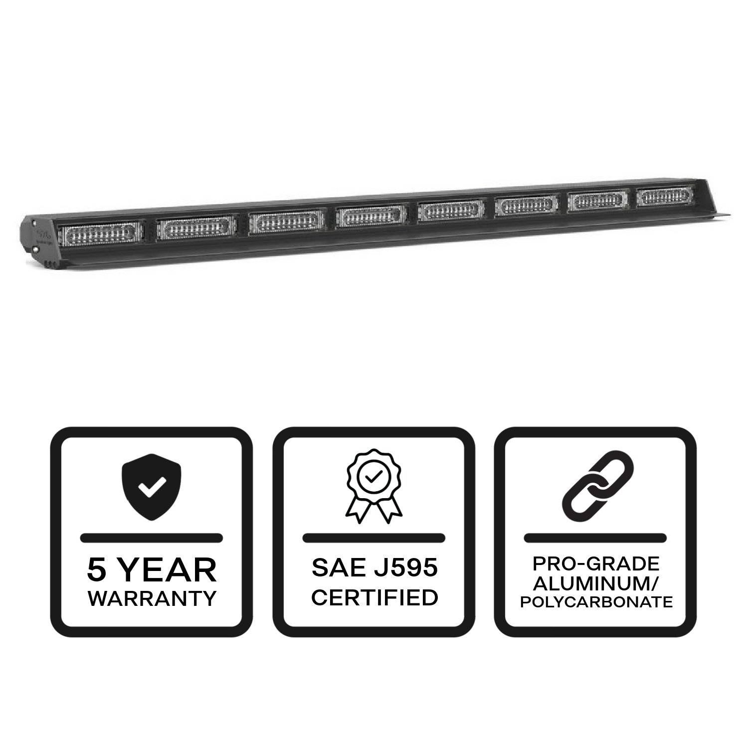 MultiColor Virtue-8 Linear 8 Head LED Traffic Advisor Light Bar Back
