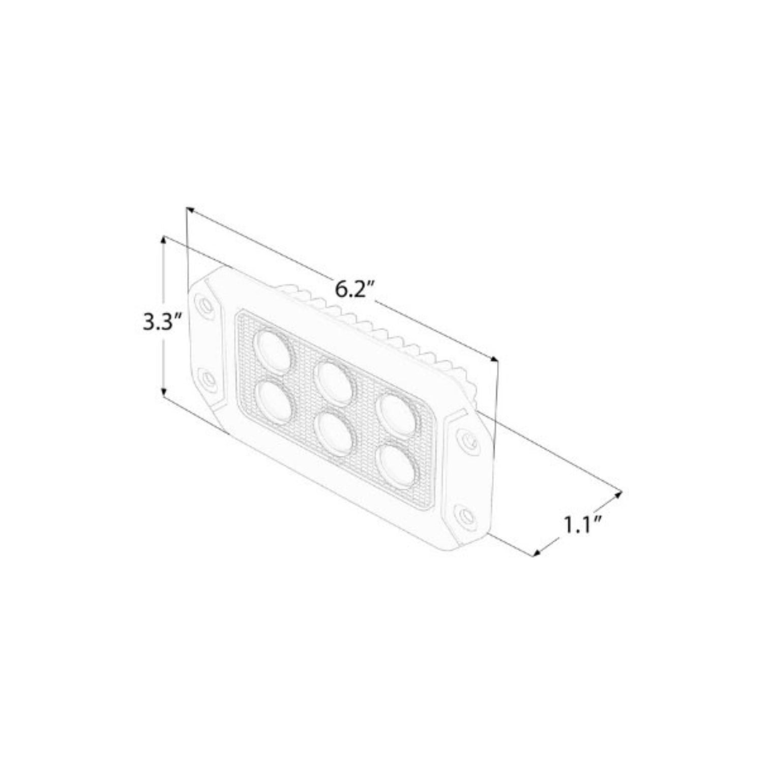 Hex Carbine® Flush Mount Off Road 6" Rectangular LED Floodlight