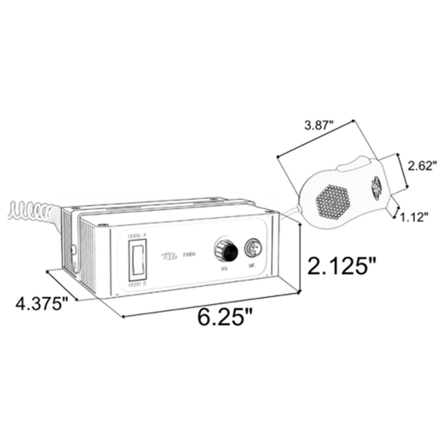 100 Watt Public Address - Air Horn PA System Mic Clip