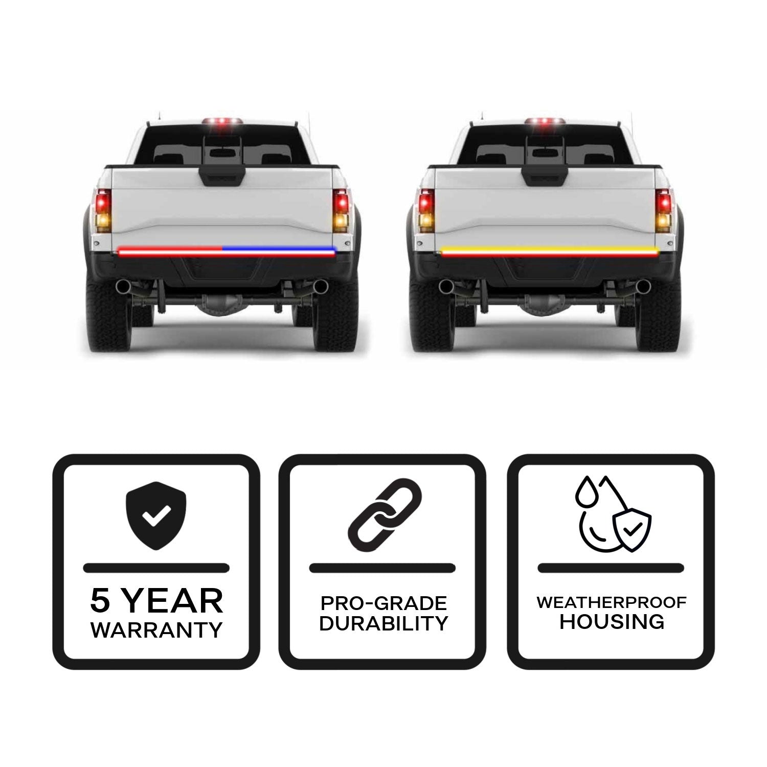 3-Row 60" LED Truck Tailgate Warning Light Bar w/ Reverse STD App Photos