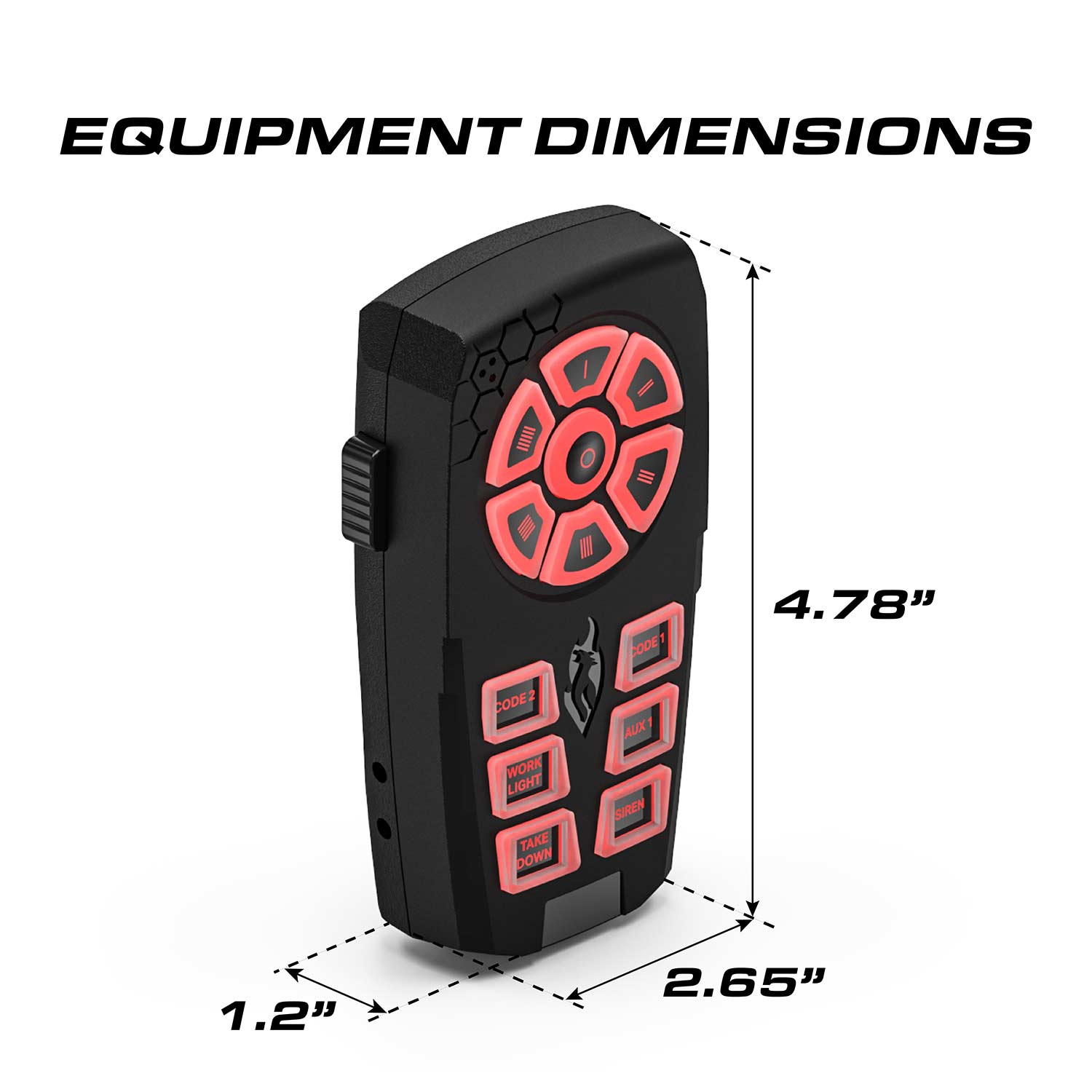 Feniex Typhoon Handheld 100 Watt Siren Full Function Controller Dimensions