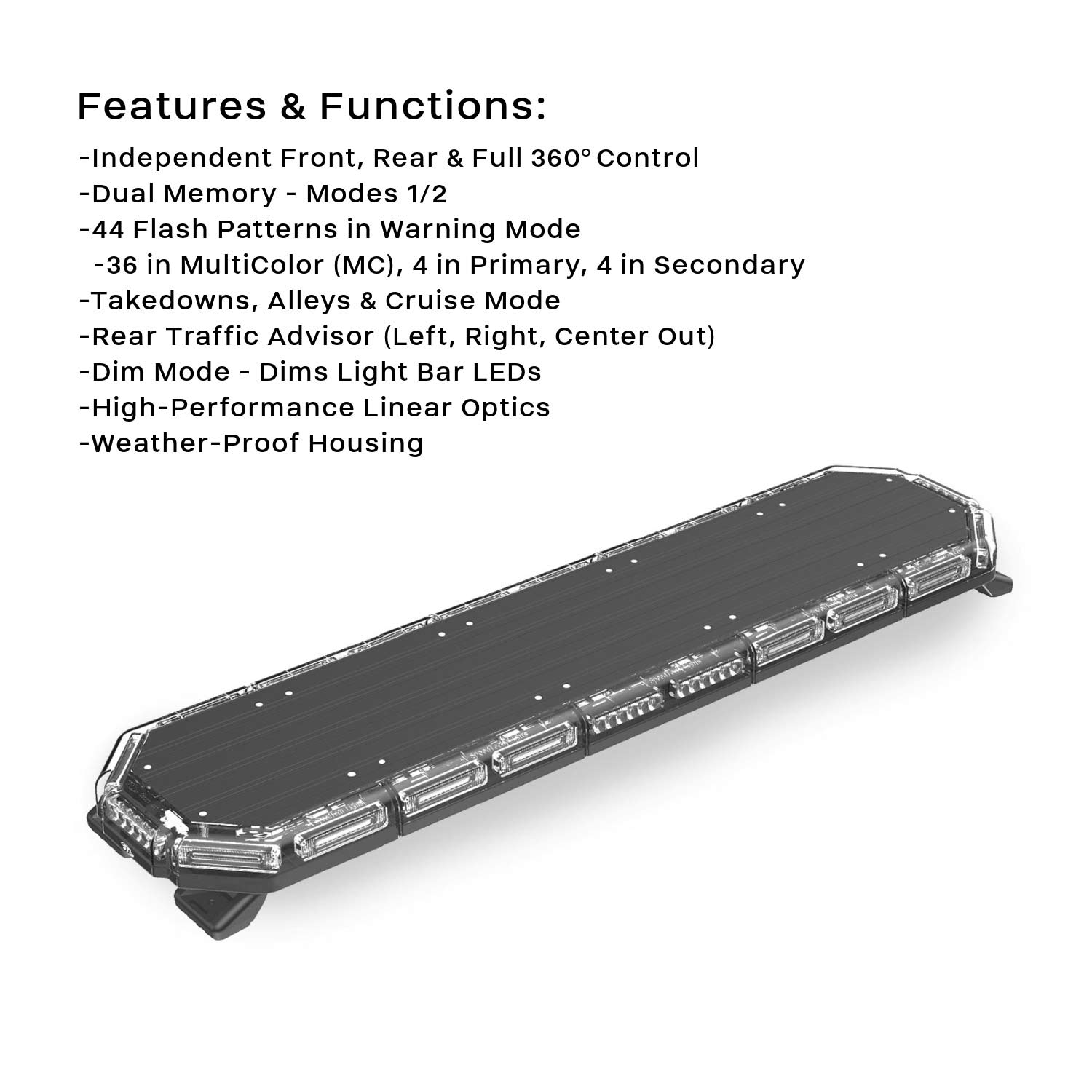 MultiColor K-Force 47 Linear Full Size LED Light Bar Features