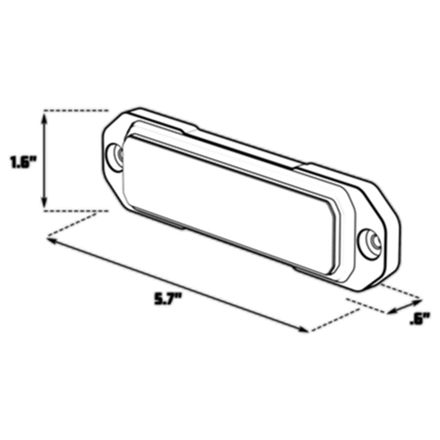 Z-12 Linear LED Surface Mount Warning Light Head Dimensions