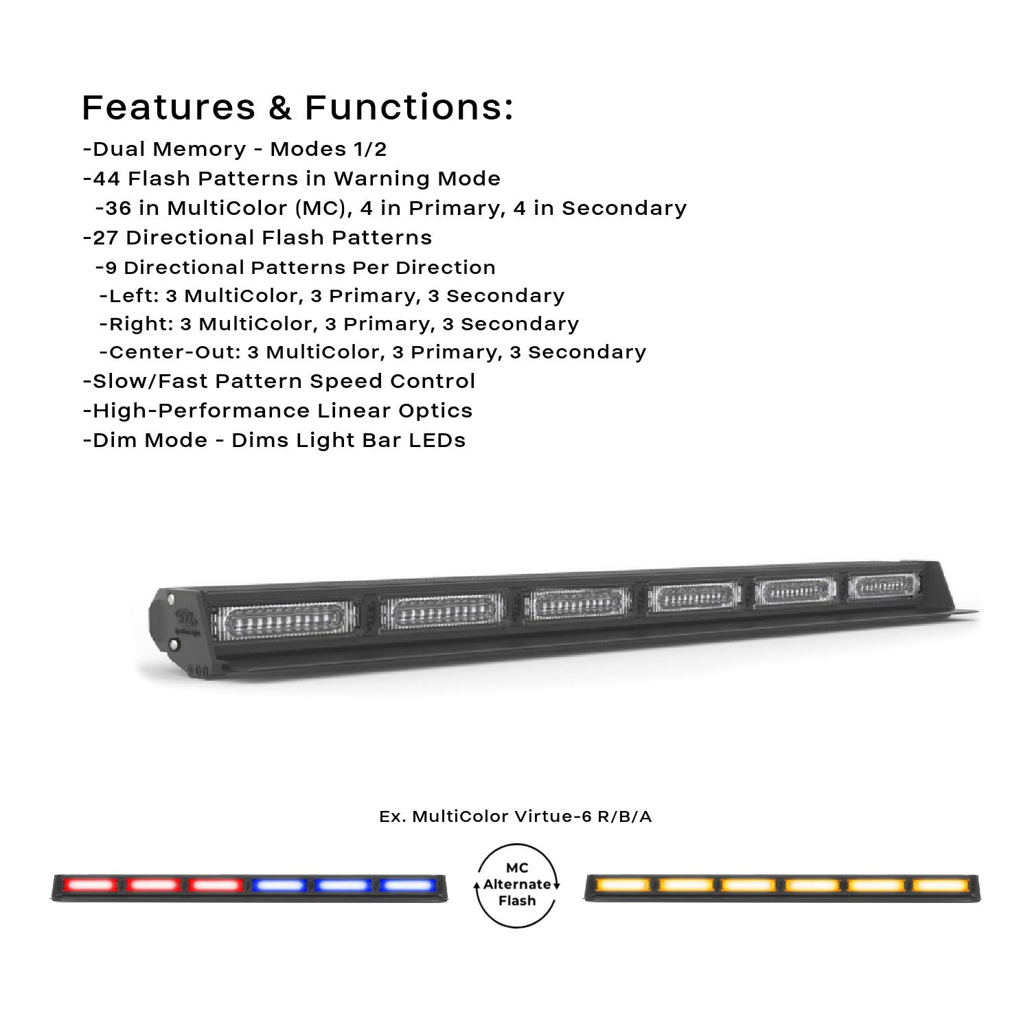 MultiColor Virtue-6 Linear 6 Head LED Traffic Advisor Light Bar App Photos