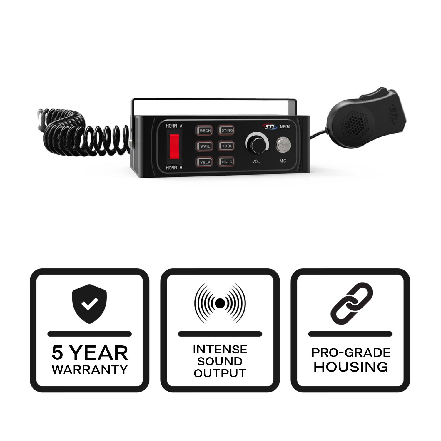 Mega 100-watt Police Vehicle Siren Amp Front