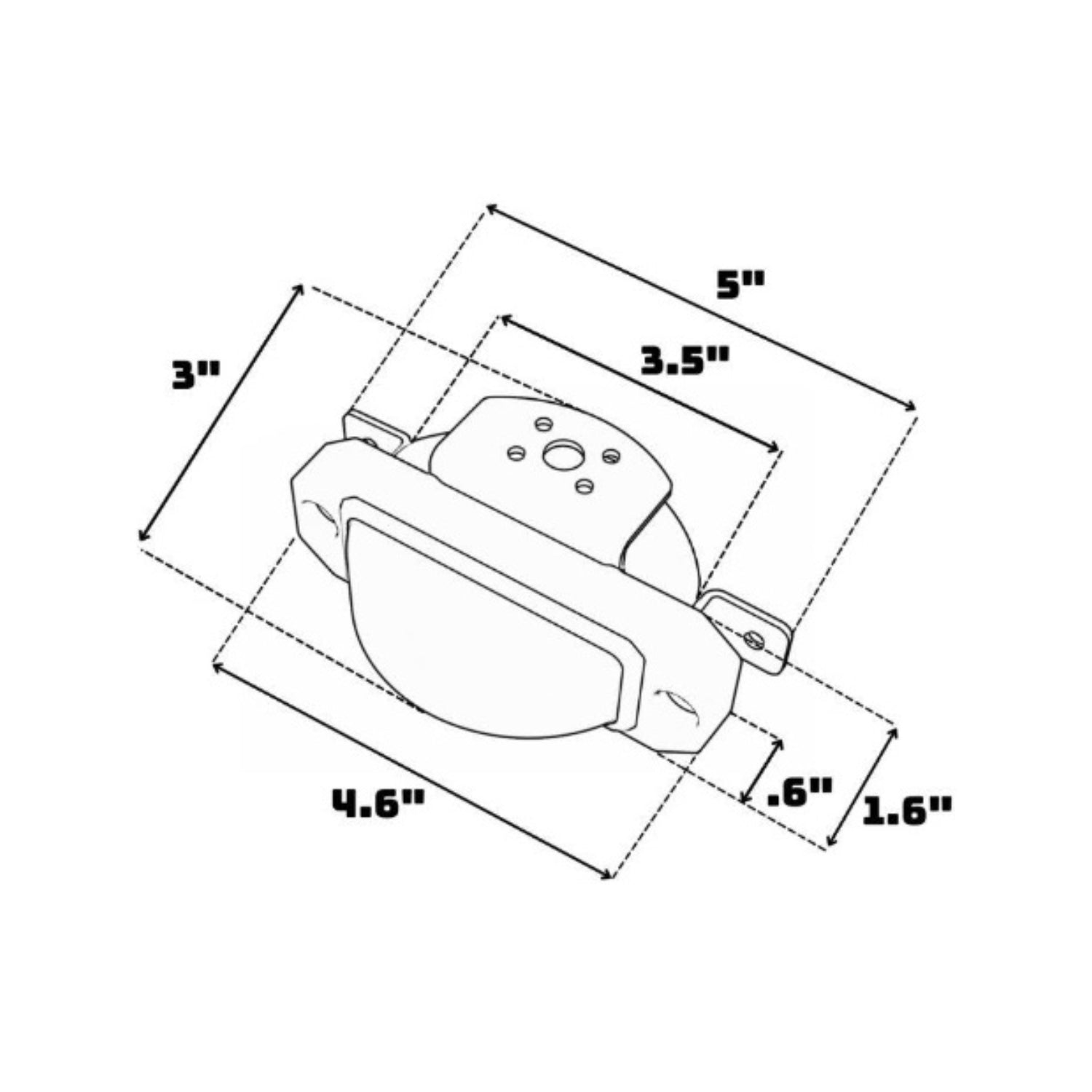 ZX-180 TIR LED Surface Mount Under Mirror Warning Light Dimensions