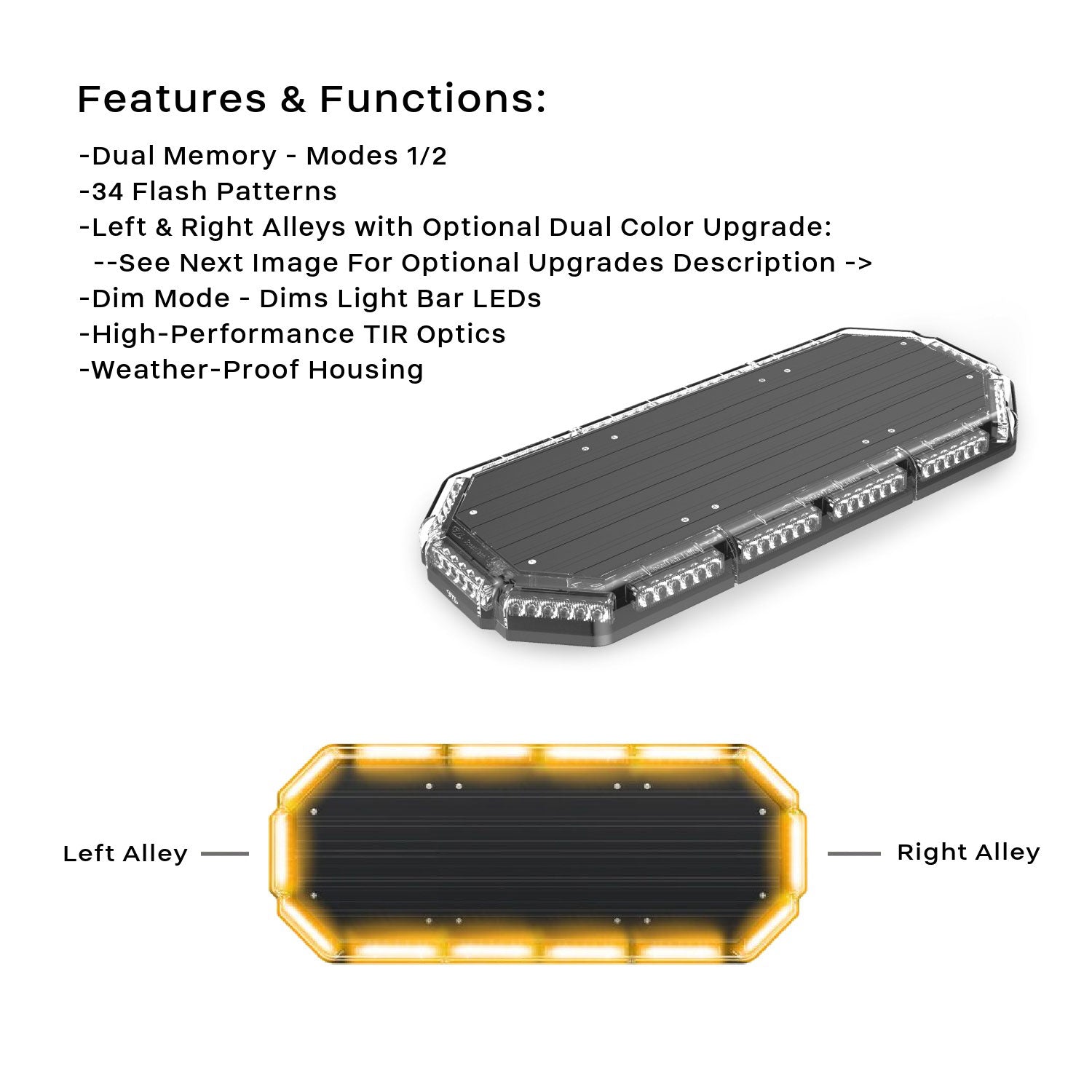 K-Force® Elite 27 TIR Warning LED Mini Light Bar (Dual Memory)
