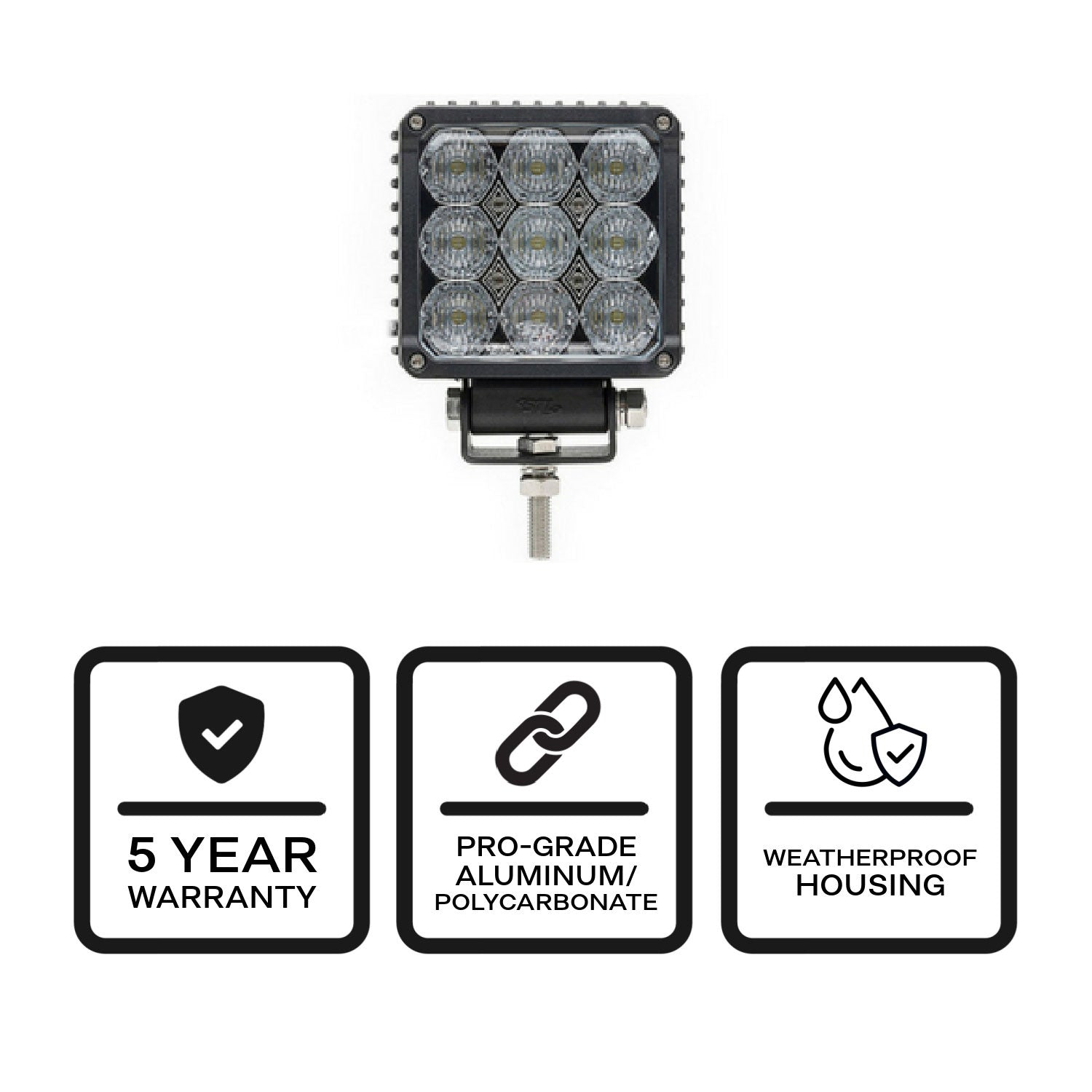 Quad Carbine Floodlight Off Road Square LED Work Light Bar Side View