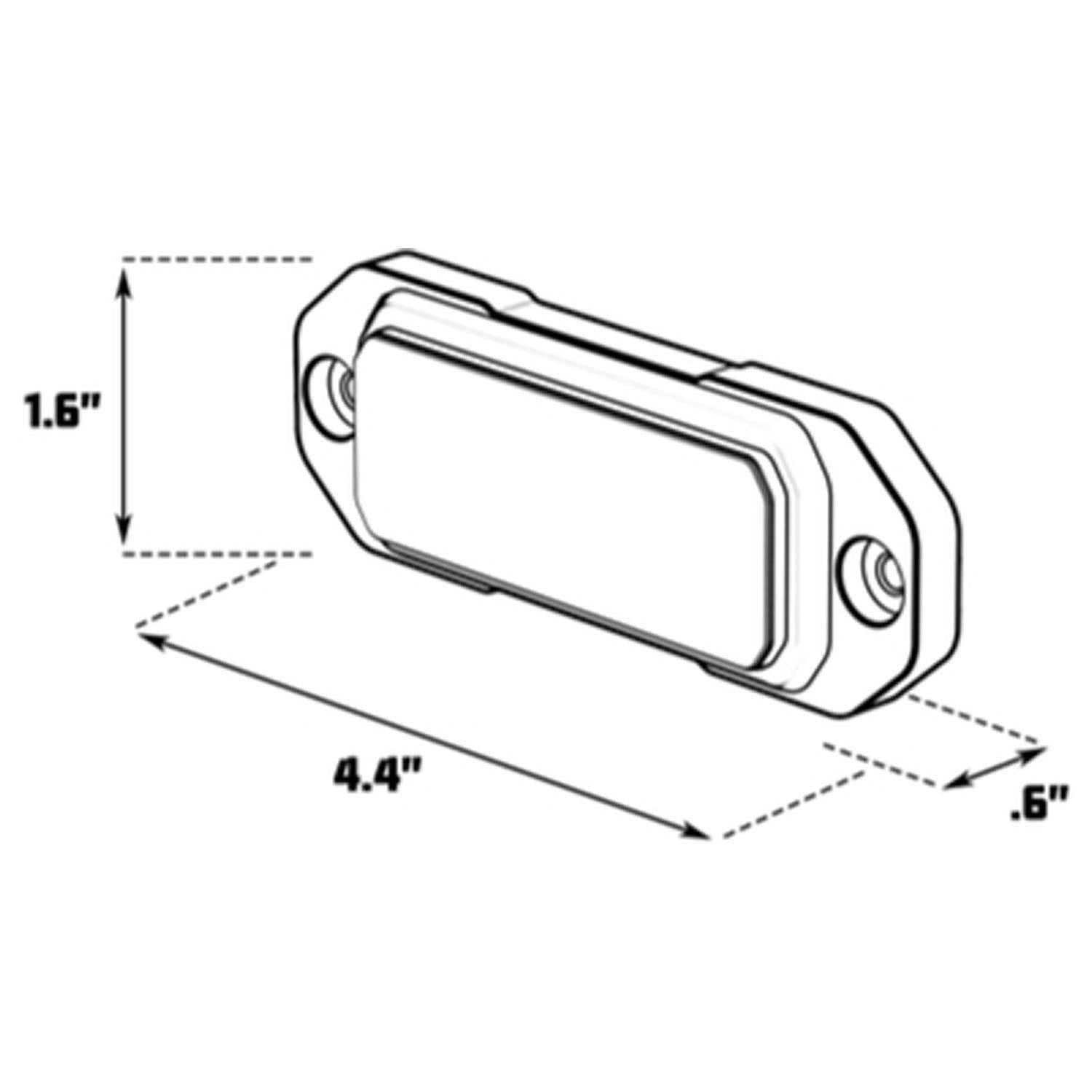 Z-8 Linear LED Surface Mount Warning Light Head Dimensions