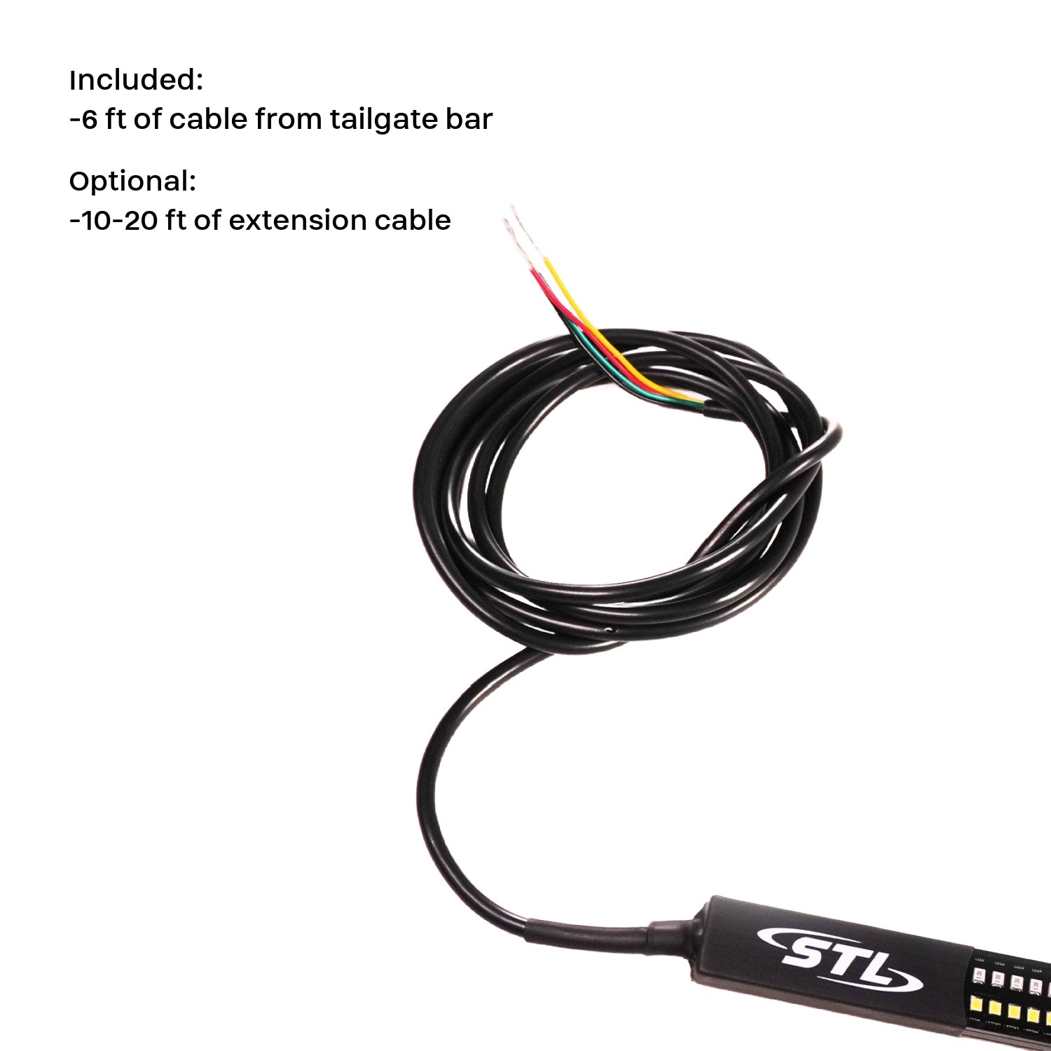 Dual-Row 48" LED Truck Tailgate Warning Light Bar w/ Reverse STD Cables