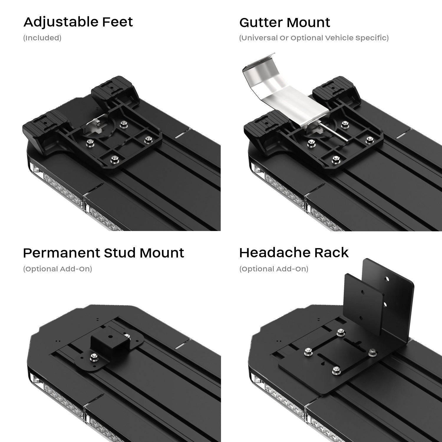 K-Force 55 TIR Wrecker LED Tow Light Bar Brackets