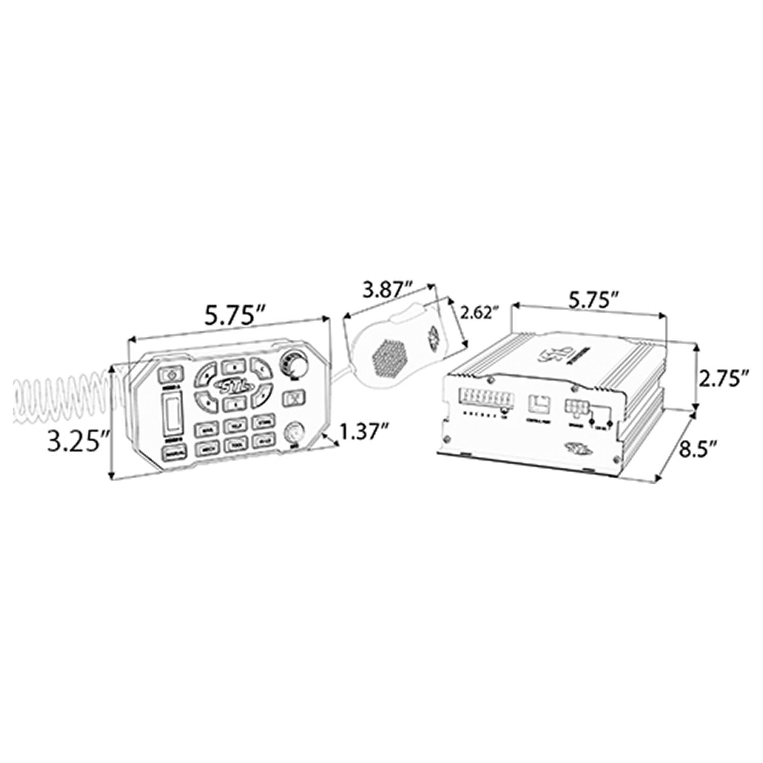 Apex 100 Watt Emergency Vehicle Police Siren Controller Faceplate Angle