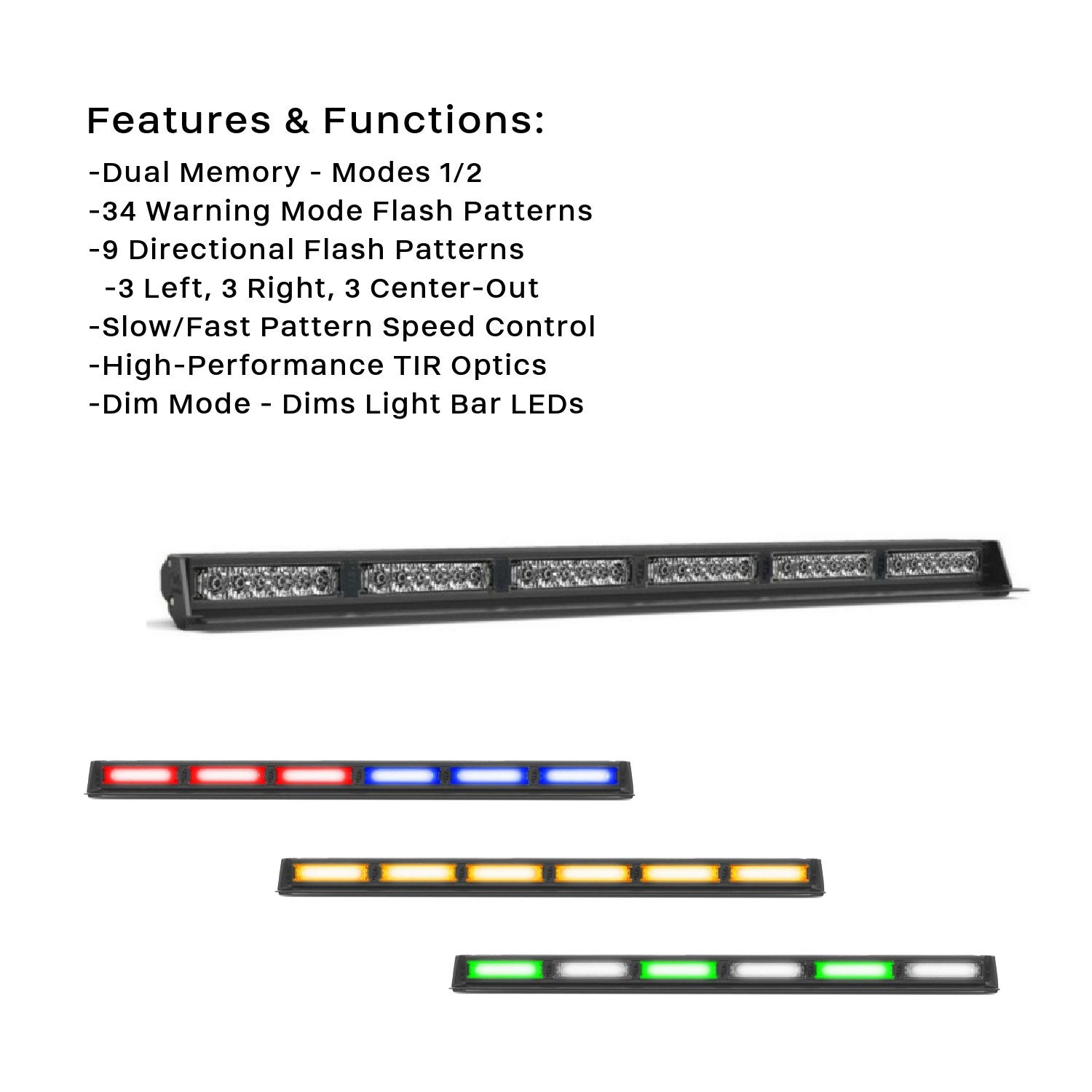 Striker-6 TIR LED Traffic Advisor Light Bar 6 Head Back