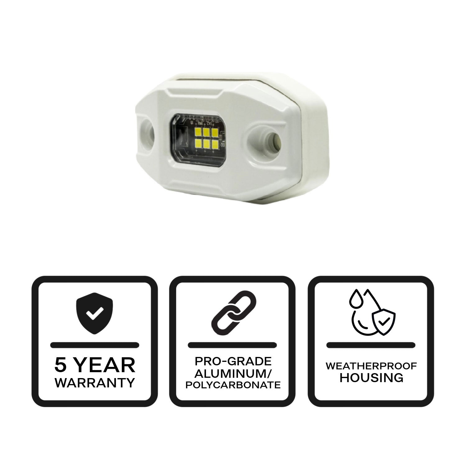 Marine Micro Carbine® White Housing Off Road Boat LED Rock Light & Surface Mount